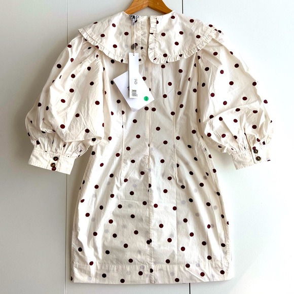 GANNI Polka-dot cotton-poplin dress NWT - Picture 8 of 11